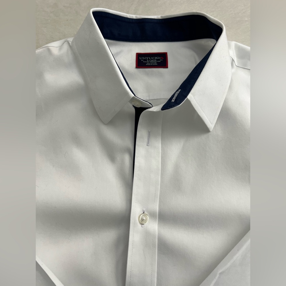 UNTUCKit Classic White Button Down Slim Fit Cotton Shirt, Size XL - Picture 4 of 12